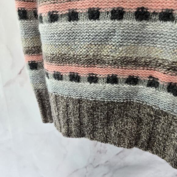 Sundance Sweater Womens Medium Brown Blue Stripe Lambswool Mohair Angora - Picture 8 of 11